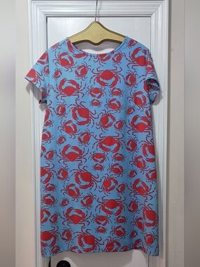 Sailor-Sailor Blue Red Crab Print Pullover Dress XL